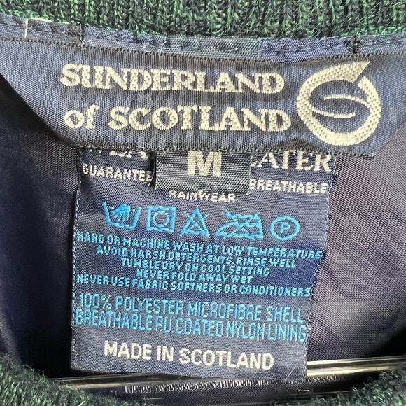 SUNDERLAND OF SCOTLAND Weatherbeater Pullover Jacket Crewneck Green Size Medium - Picture 5 of 10